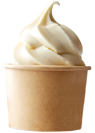 Medium soy milk soft serve in a kraft cup