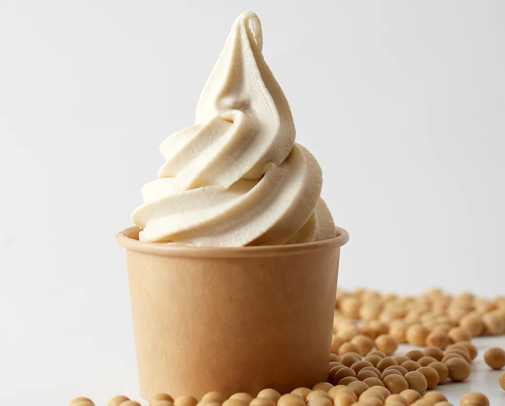 Soy milk soft serve in a cup