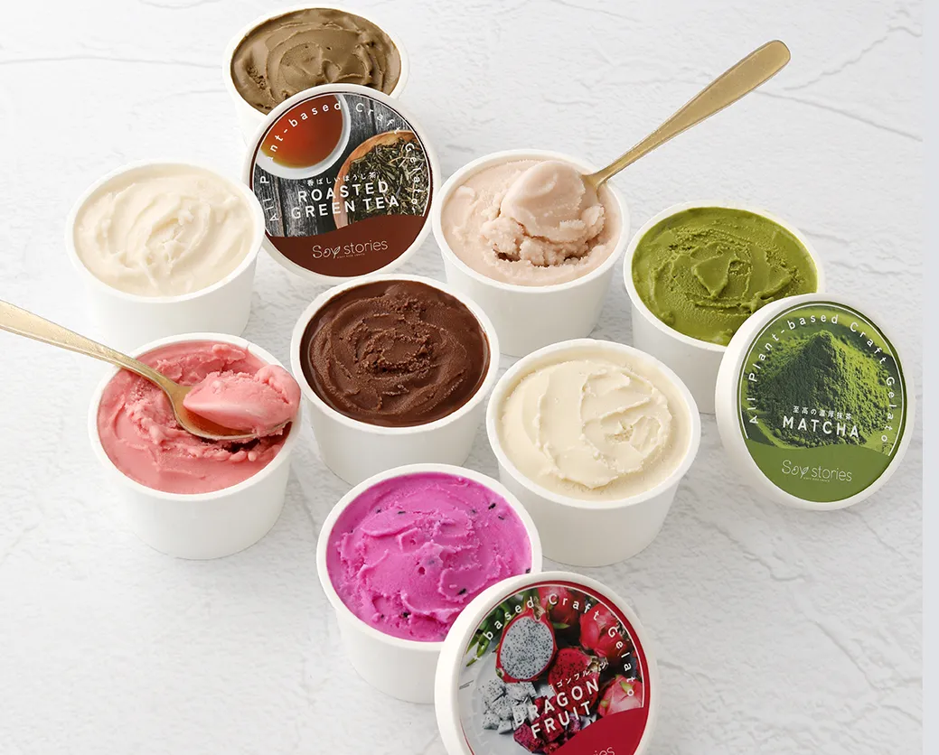Cups of rice flour craft gelato